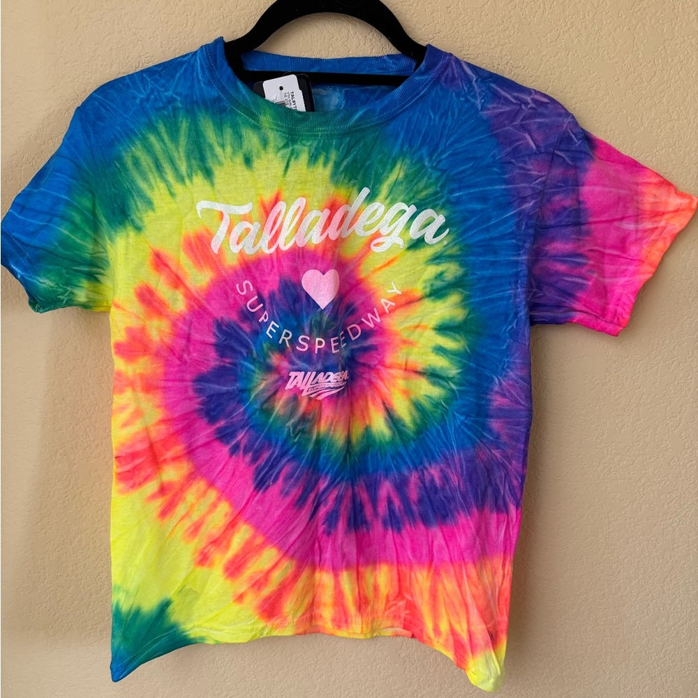 Talladega Superspeedway TieDye Neon Rainbows Youth Girls T-shirt Size Small NWT